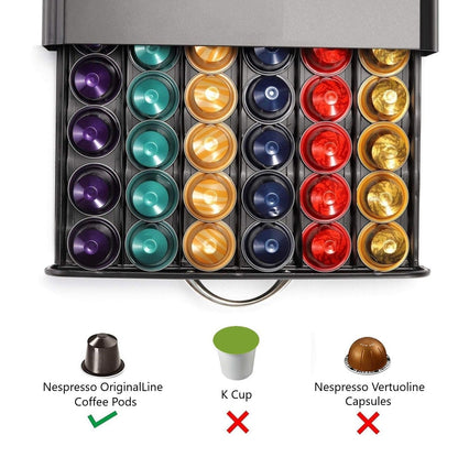 CARLA HOME Coffee Pods Holder Storage Drawer Compatible with 60 Nespresso Pods for Kitchen Storage & Organisation, Nespresso Pod Holder Coffee Machine for Home Storage (Black)-1978962244230320133