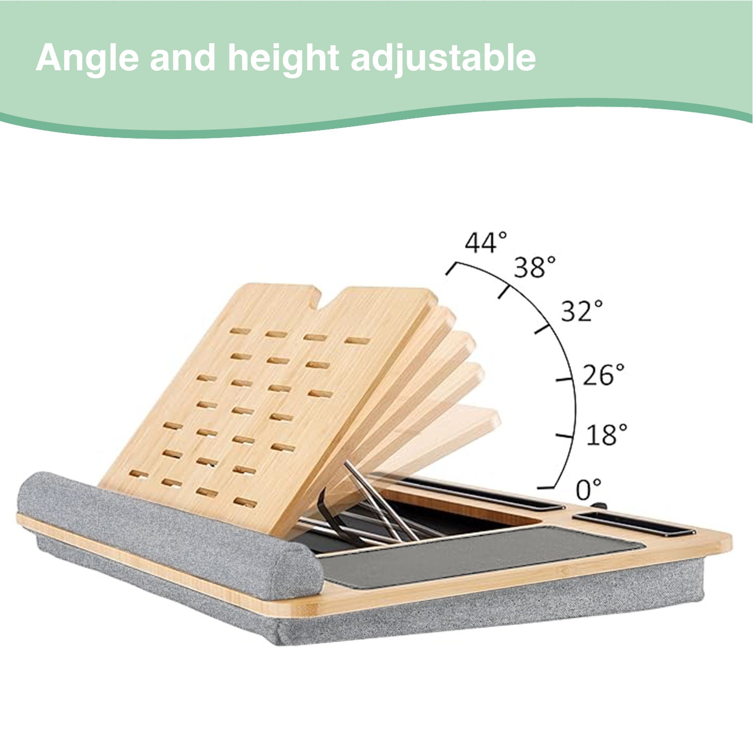CARLA HOME Bamboo Laptop Lap Desk with Cushion and Angle Adjustable for Office and Home-1978962244398092292