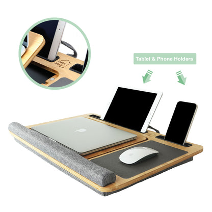 CARLA HOME Bamboo Laptop Lap Desk with Cushion and Angle Adjustable for Office and Home-1978962244398092293