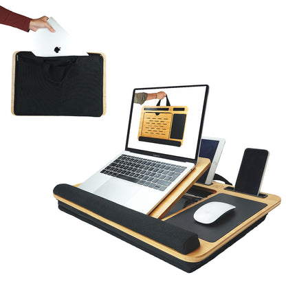 CARLA HOME Bamboo Laptop Lap Desk with Cushion, Angle Adjustable and Sleeve Case Bag for Office and Home-1978962244729442304