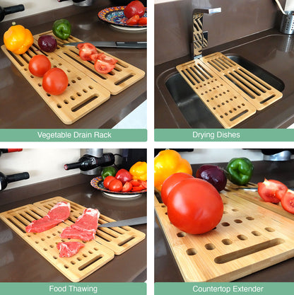 CARLA HOME Foldable Bamboo Dish Drying Rack for Kitchen-1978962244901408774