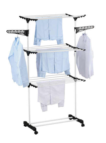 CARLA HOME Folding 3 Tier Clothes Laundry Drying Rack with Stainless Steel Tubes for Indoor & Outdoor Home-1978962245224370176