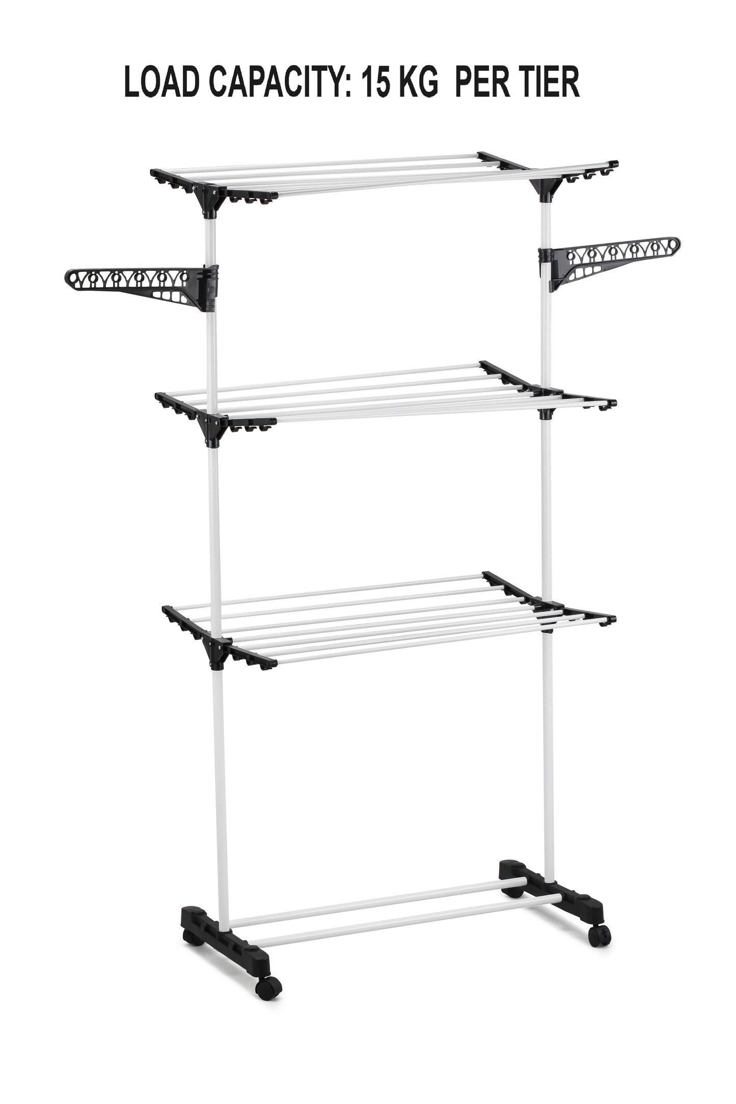 CARLA HOME Folding 3 Tier Clothes Laundry Drying Rack with Stainless Steel Tubes for Indoor & Outdoor Home-1978962245224370180