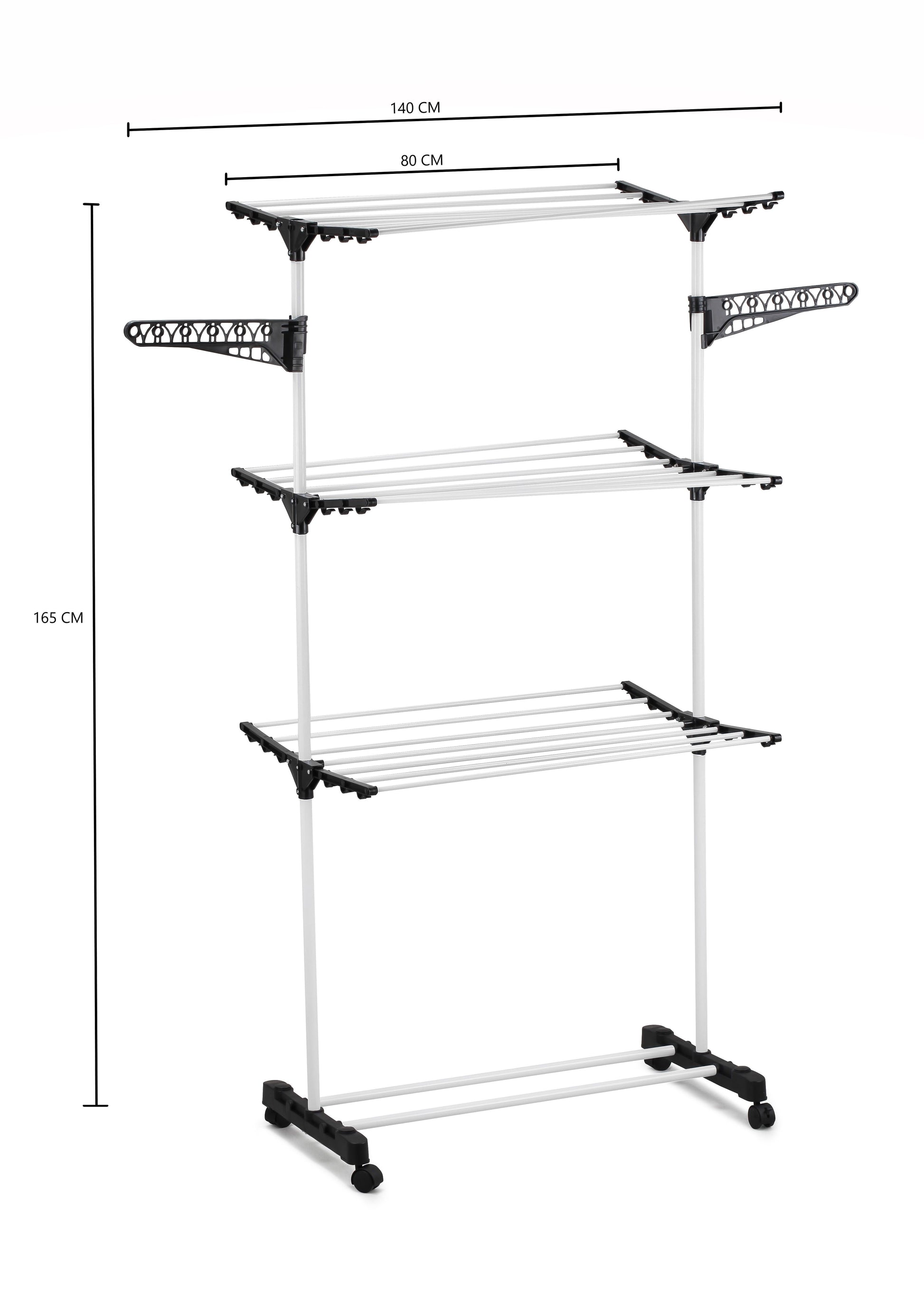 CARLA HOME Folding 3 Tier Clothes Laundry Drying Rack with Stainless Steel Tubes for Indoor & Outdoor Home-1978962245224370184