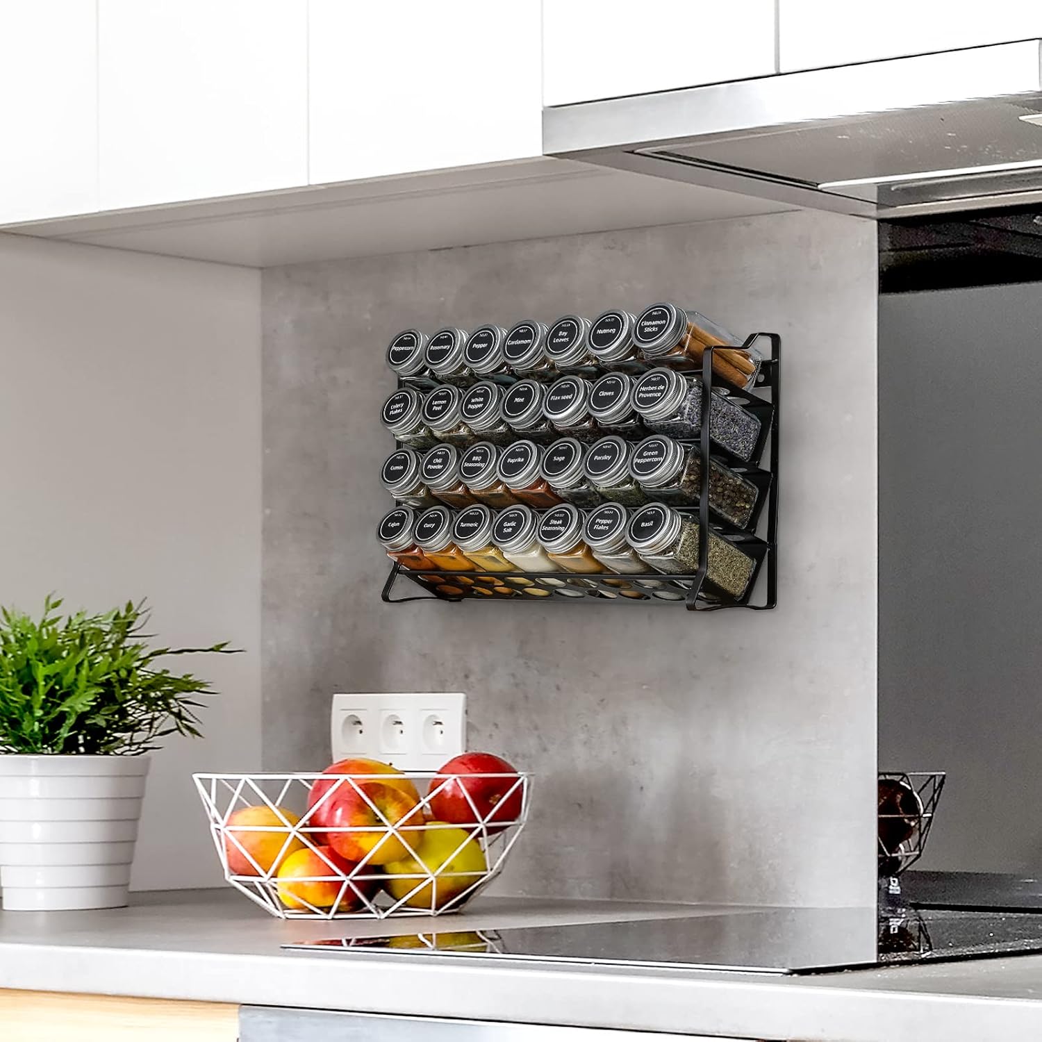 CARLA HOME Spice Rack organiser with 28 Spice Jars, Spice Labels, Funnel and Marker for Kitchen Countertop-1978962245568303112