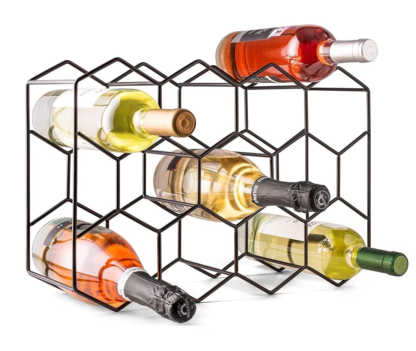 CARLA HOME 14 Bottle Freestanding Modern Metal Countertop Wine Rack Countertop-1978962246201643008