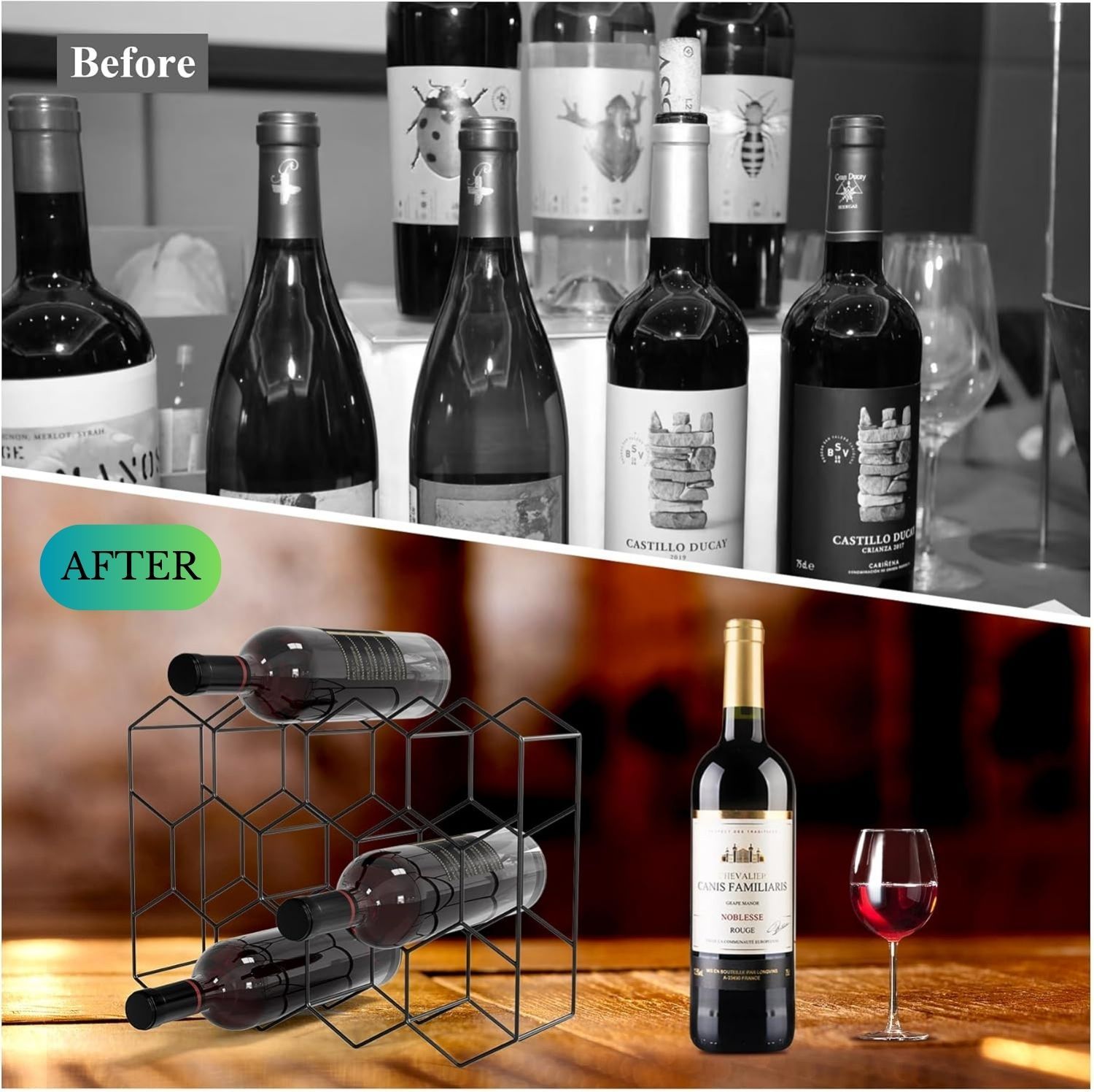 CARLA HOME 14 Bottle Freestanding Modern Metal Countertop Wine Rack Countertop-1978962246201643014