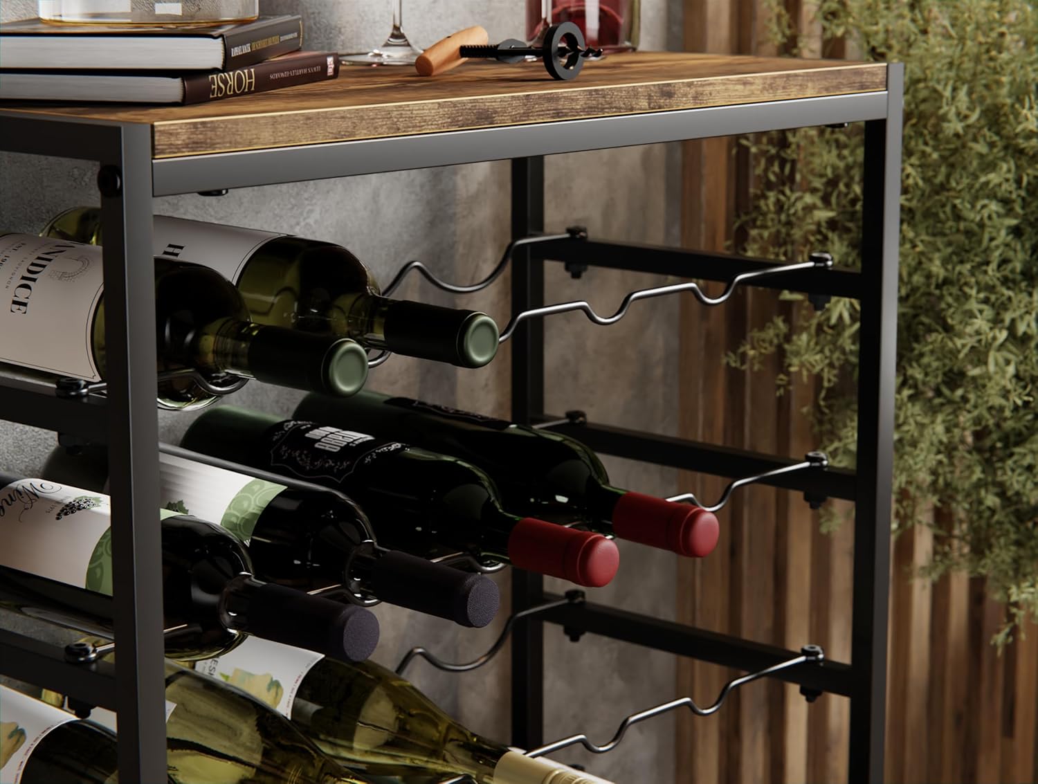 CARLA HOME 6-Tier Freestanding Wine Rack for 30 Bottles with Wood Countertop and Sturdy Metal Frame-1978962247401213954