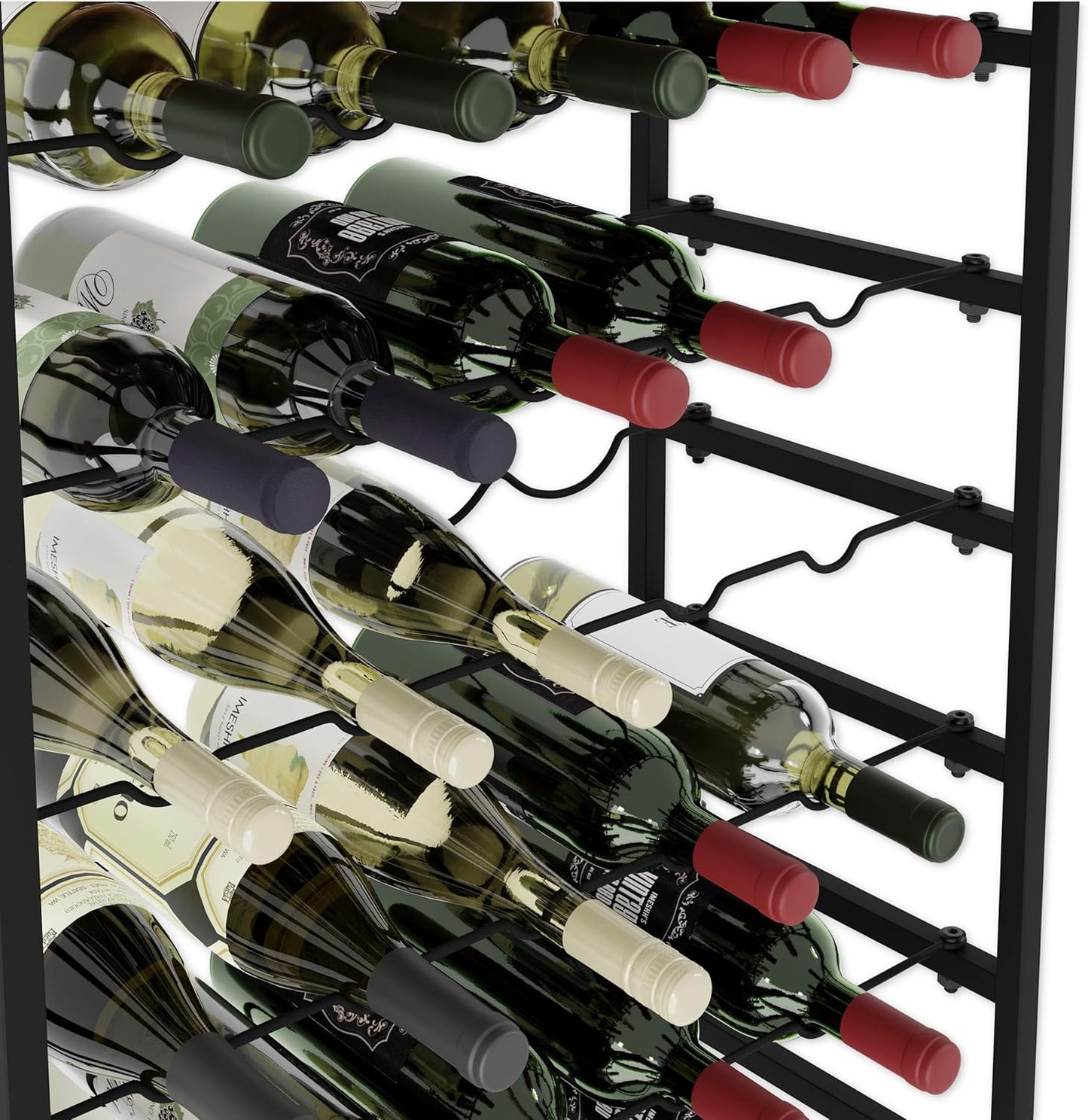 CARLA HOME 6-Tier Freestanding Wine Rack for 30 Bottles with Wood Countertop and Sturdy Metal Frame-1978962247401213955