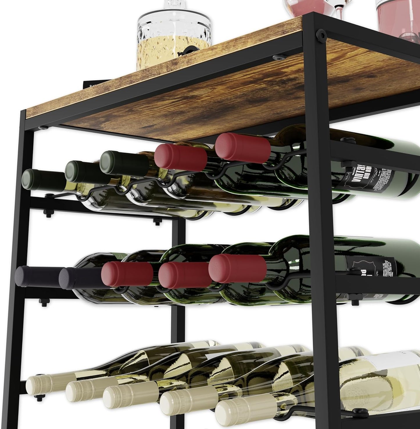 CARLA HOME 6-Tier Freestanding Wine Rack for 30 Bottles with Wood Countertop and Sturdy Metal Frame-1978962247401213956