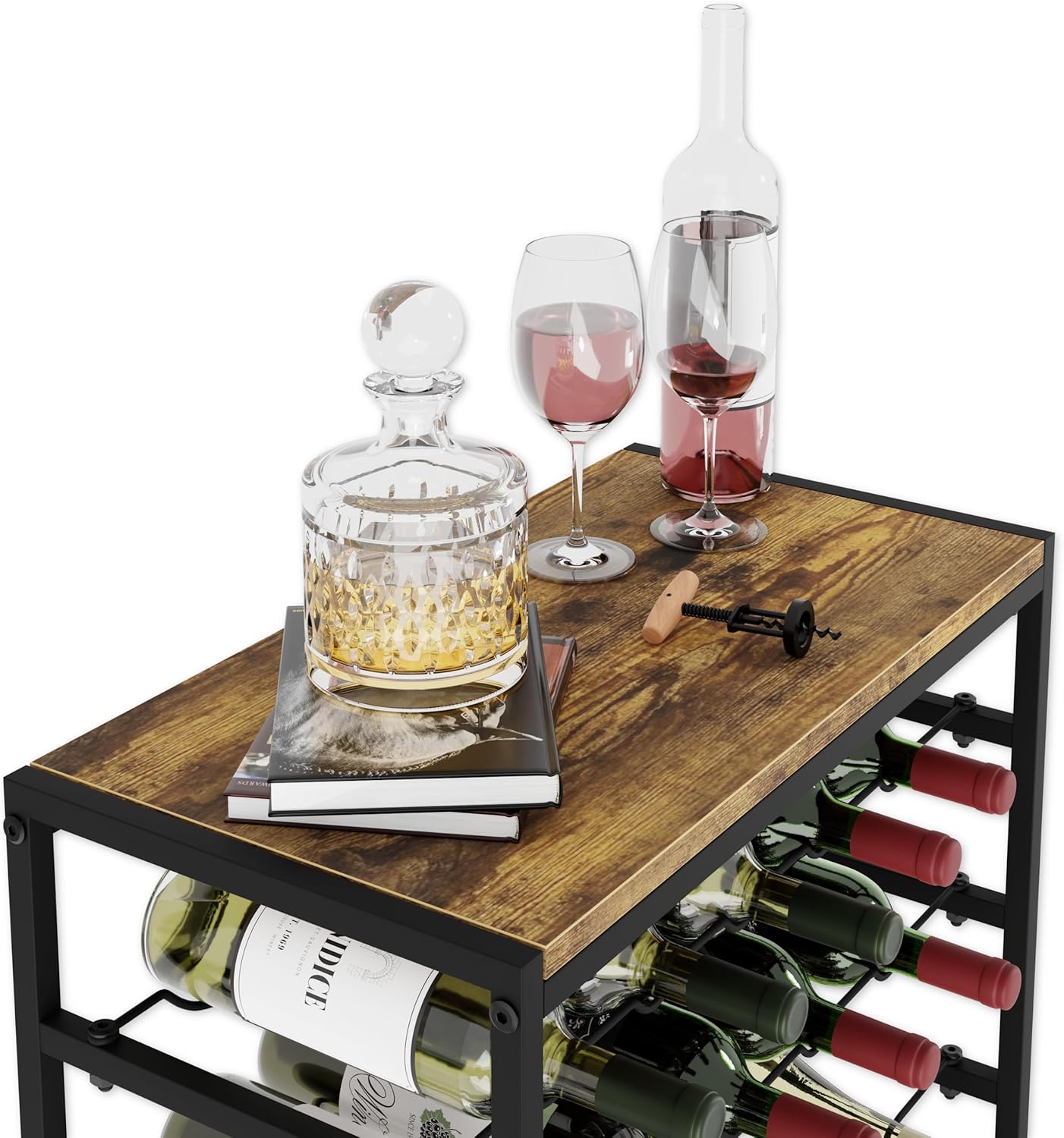 CARLA HOME 6-Tier Freestanding Wine Rack for 30 Bottles with Wood Countertop and Sturdy Metal Frame-1978962247401213957