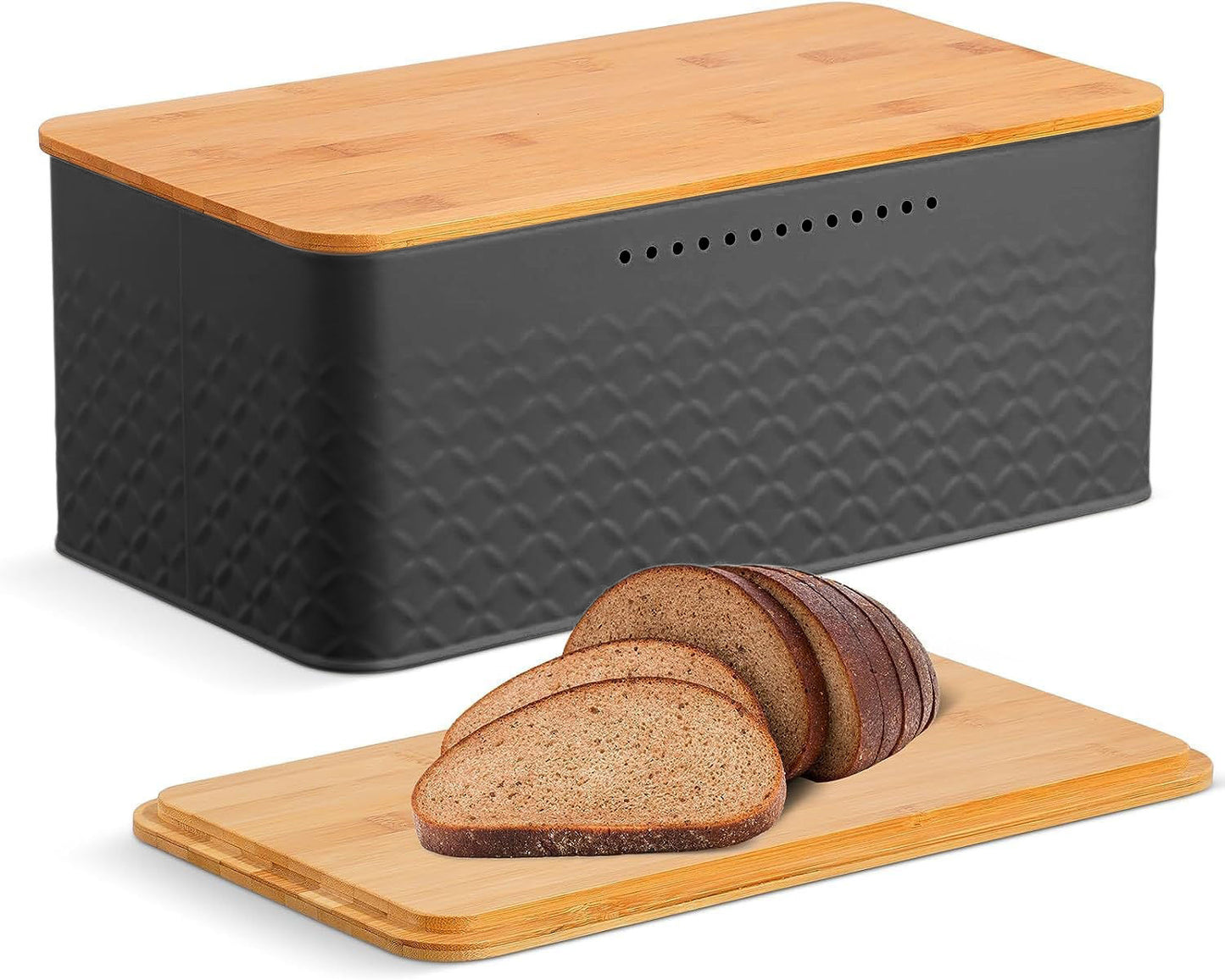 CARLA HOME Bread Bin with Bamboo Lid used as Chopping Board for Kitchen Countertop-1978962247753535488