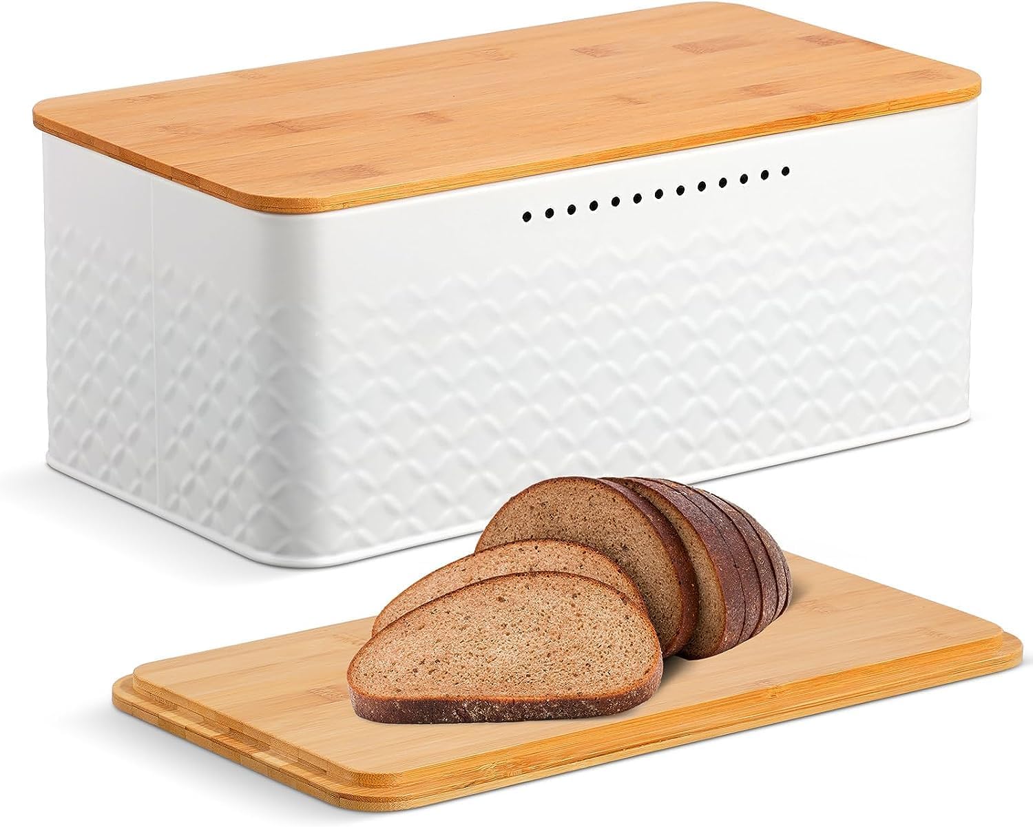 CARLA HOME Bread Bin with Bamboo Lid used as Chopping Board for Kitchen Countertop-1978962247917113344