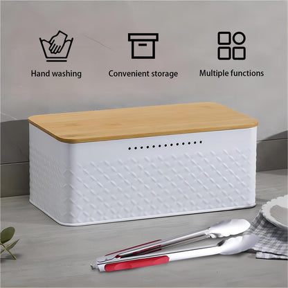 CARLA HOME Bread Bin with Bamboo Lid used as Chopping Board for Kitchen Countertop-1978962247917113352