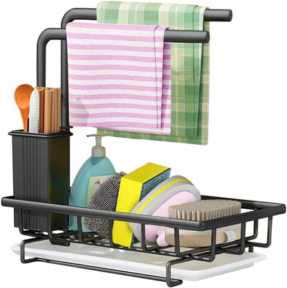 CARLA HOME Sink Caddy Sponge Holder with Drain Tray, Brush Holder & Dishcloth Holder for Kitchen-1978962248080691200