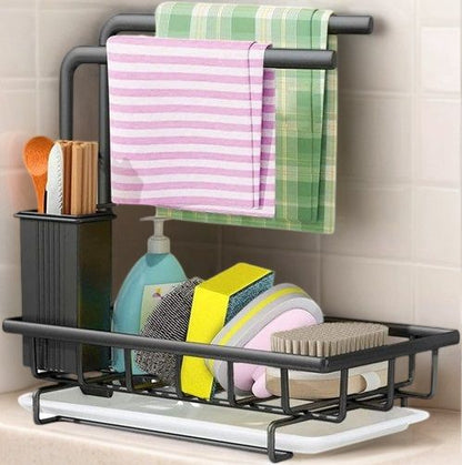 CARLA HOME Sink Caddy Sponge Holder with Drain Tray, Brush Holder & Dishcloth Holder for Kitchen-1978962248080691201