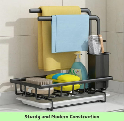 CARLA HOME Sink Caddy Sponge Holder with Drain Tray, Brush Holder & Dishcloth Holder for Kitchen-1978962248080691202