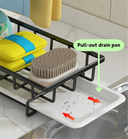 CARLA HOME Sink Caddy Sponge Holder with Drain Tray, Brush Holder & Dishcloth Holder for Kitchen-1978962248080691203