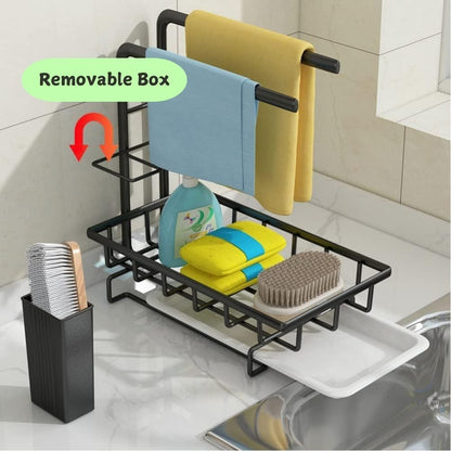CARLA HOME Sink Caddy Sponge Holder with Drain Tray, Brush Holder & Dishcloth Holder for Kitchen-1978962248080691204
