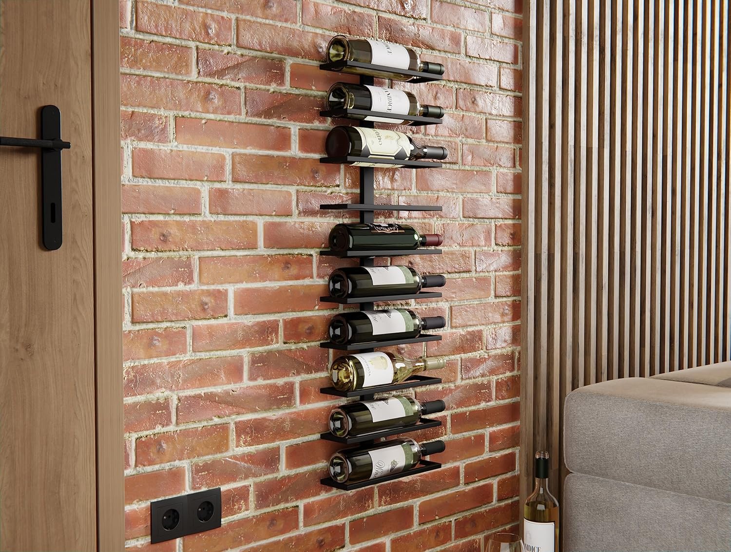 CARLA HOME Metal Wall Mount Wine Rack for Wine Bottles, Liquor, Champagne (Holds 10 Bottles)-1978962248244269059