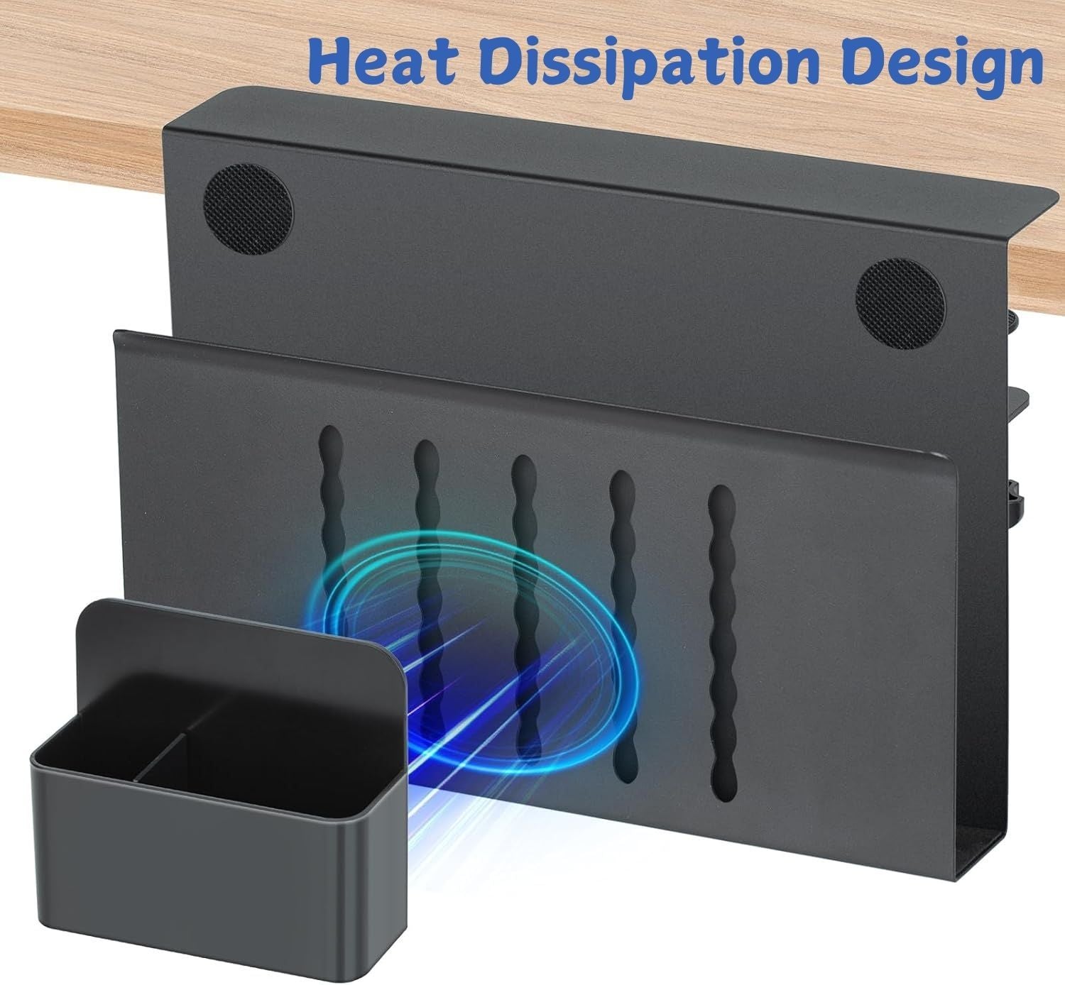 CARLA HOME Under Desk Side Laptop Holder Storage with No Drill Cable Management Tray and Pen Storage for Office and Home-1978962248772751366