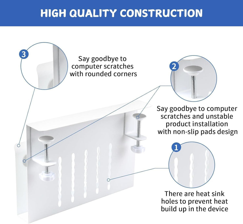 CARLA HOME Under Desk Side Laptop Holder Storage with No Drill Cable Management Tray and Pen Storage for Office and Home - Bens Market Place