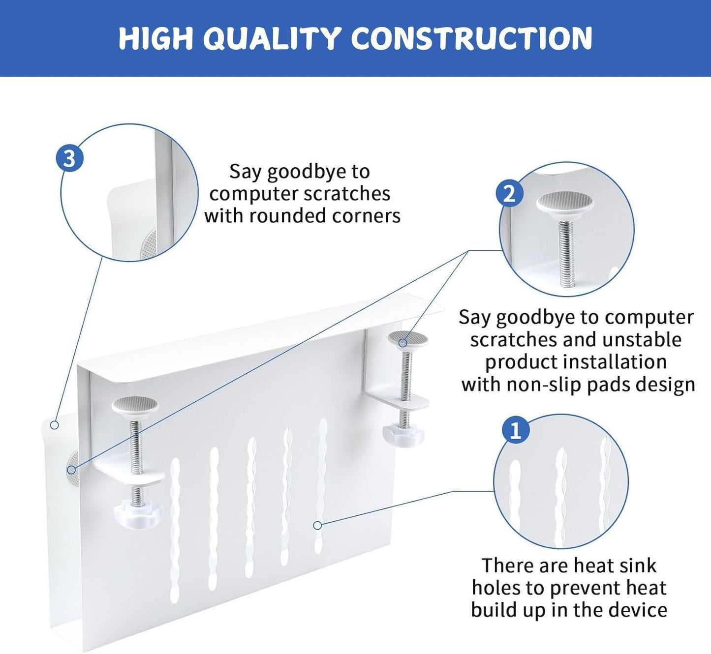 CARLA HOME Under Desk Side Laptop Holder Storage with No Drill Cable Management Tray and Pen Storage for Office and Home-1978962248944717829