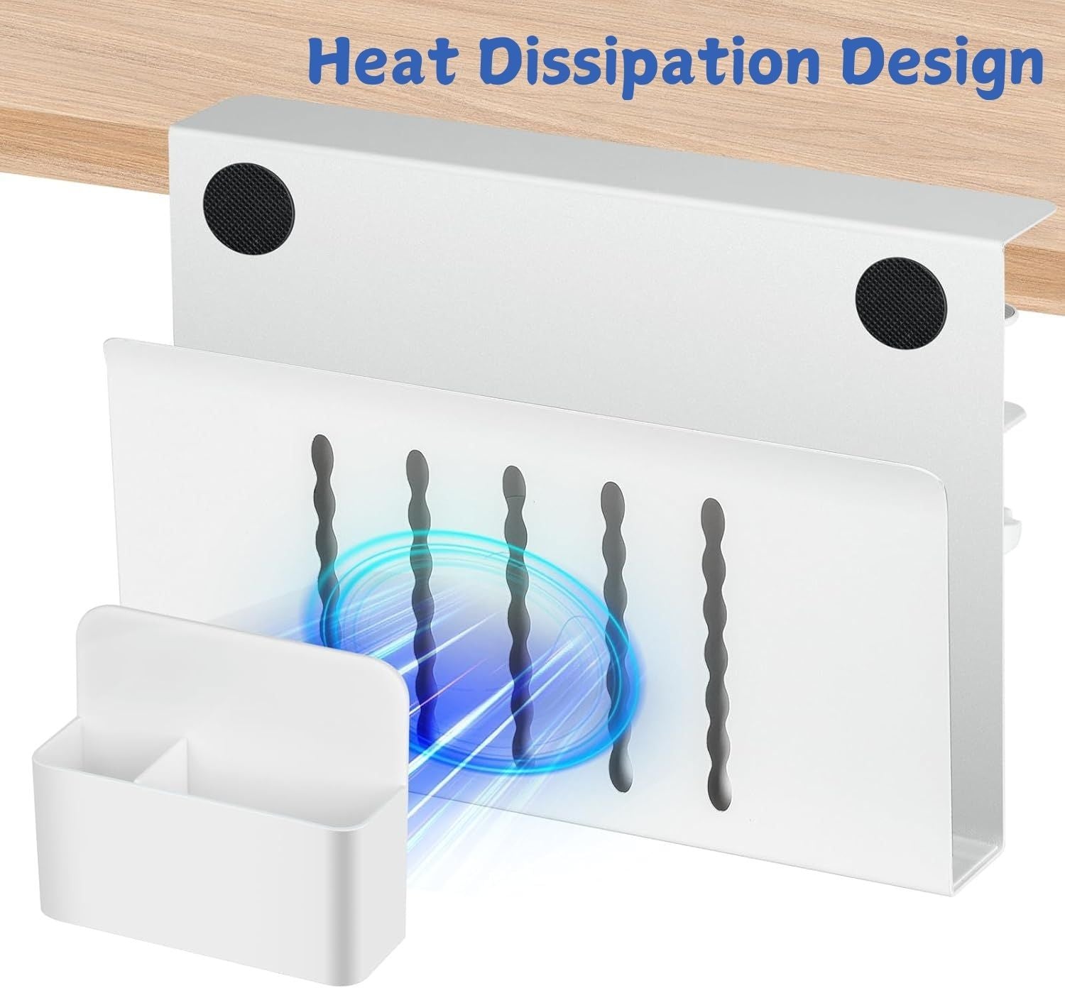 CARLA HOME Under Desk Side Laptop Holder Storage with No Drill Cable Management Tray and Pen Storage for Office and Home - Bens Market Place