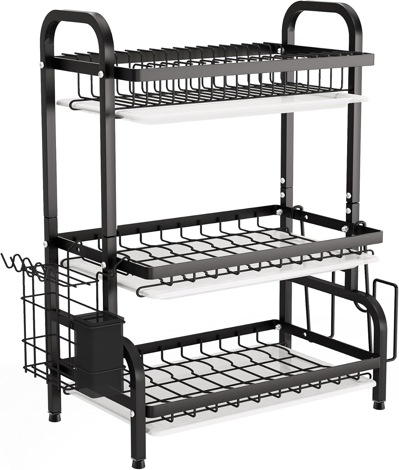 CARLA HOME Dish Drying Rack 3 Tier Large Capacity Kitchen Storage with Utensil and Cutting Board Holder-1978962249796161544