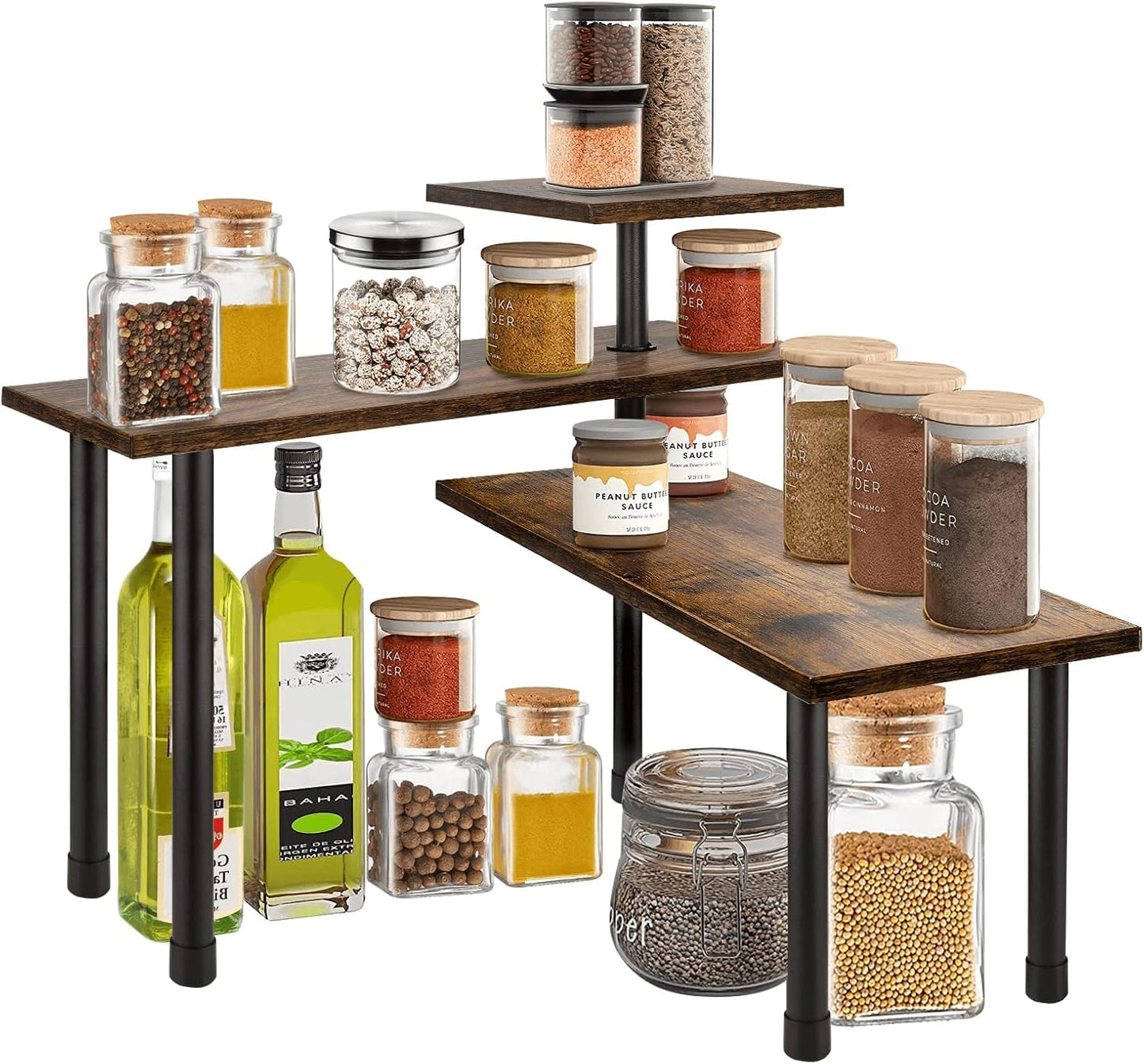 CARLA HOME 3-Tier Wooden Corner Shelf Kitchen Spice Rack Organiser Home Storage & Organisation-1978962249963933696