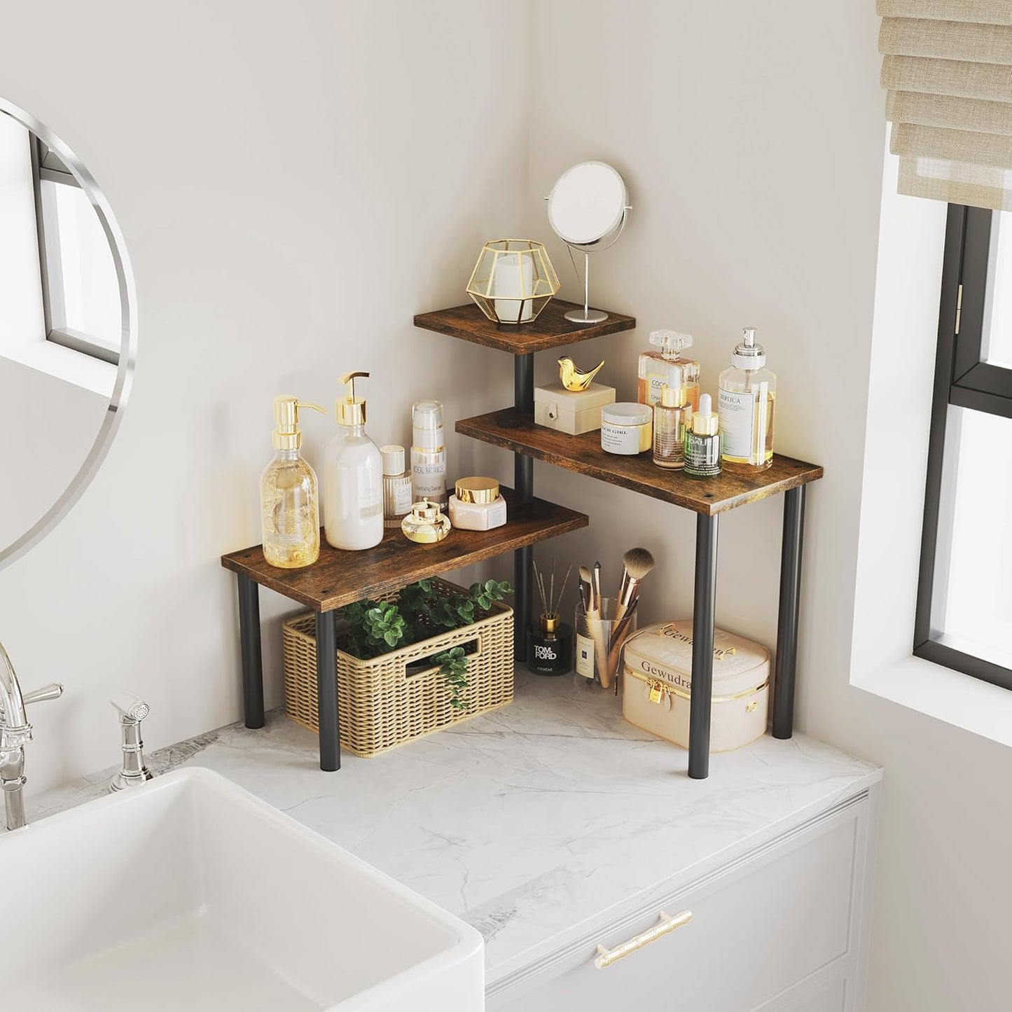 CARLA HOME 3-Tier Wooden Corner Shelf Kitchen Spice Rack Organiser Home Storage & Organisation-1978962249963933698