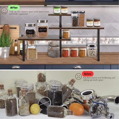 CARLA HOME 3-Tier Wooden Corner Shelf Kitchen Spice Rack Organiser Home Storage & Organisation-1978962249963933700