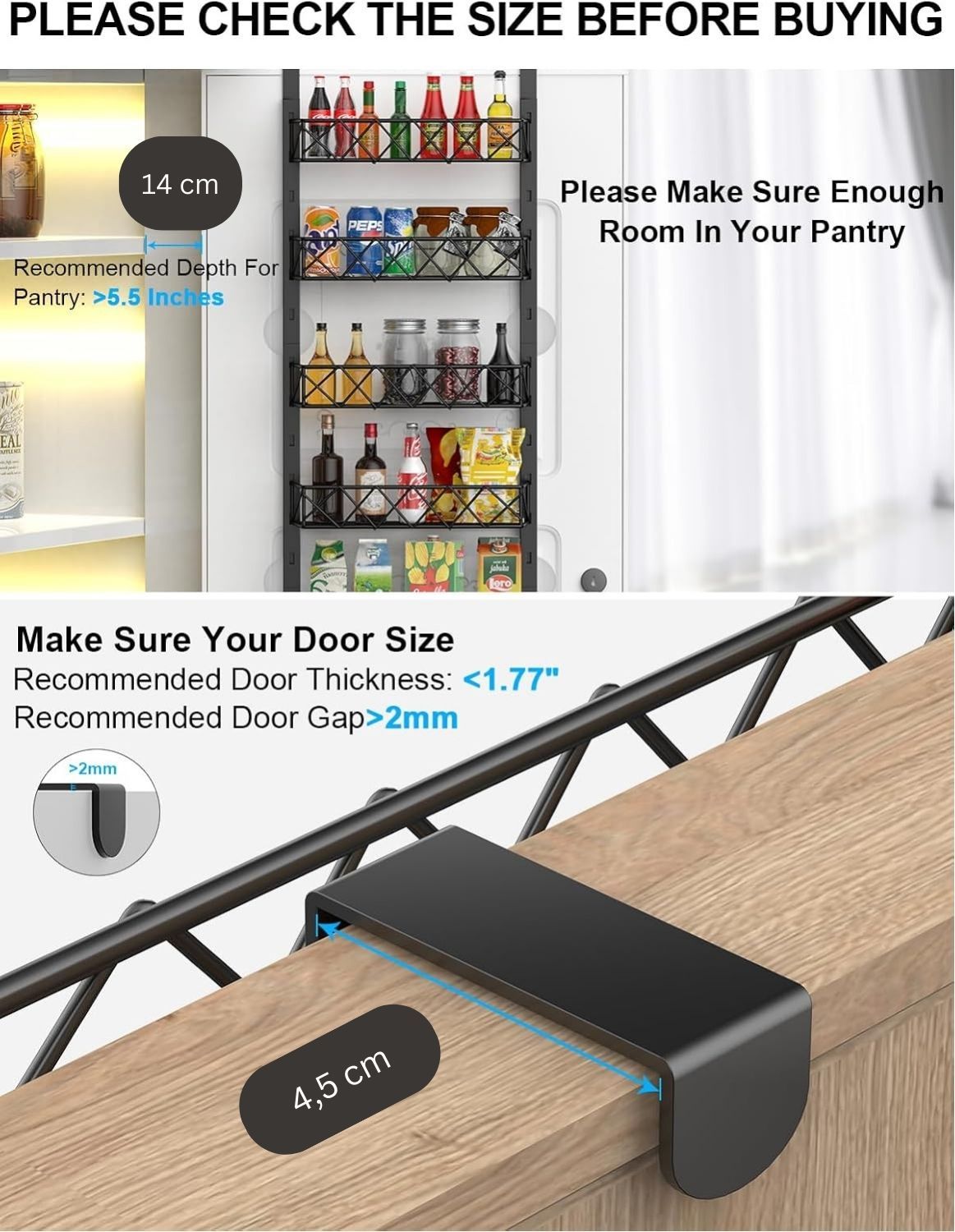 CARLA HOME 6 Tier Adjustable Baskets Over Door Pantry Organiser for Home Kitchen-1978962250148483077