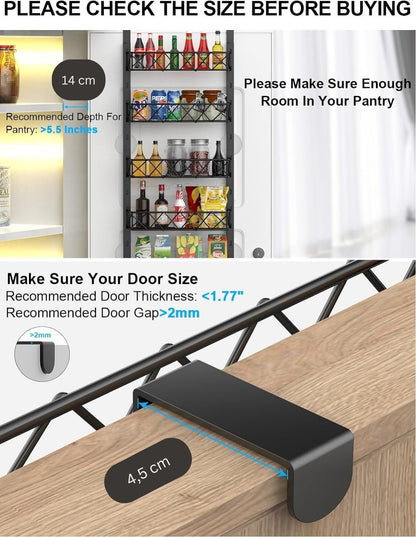 CARLA HOME 6 Tier Adjustable Baskets Over Door Pantry Organiser for Home Kitchen-1978962250148483077