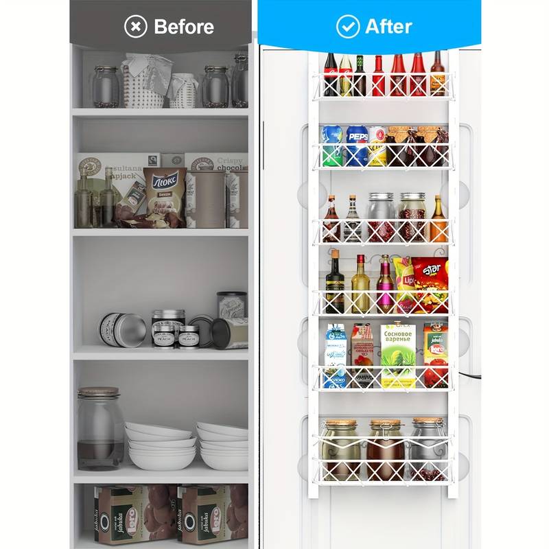 CARLA HOME 6 Tier Adjustable Baskets Over Door Pantry Organiser for Home Kitchen-1978962250328838147