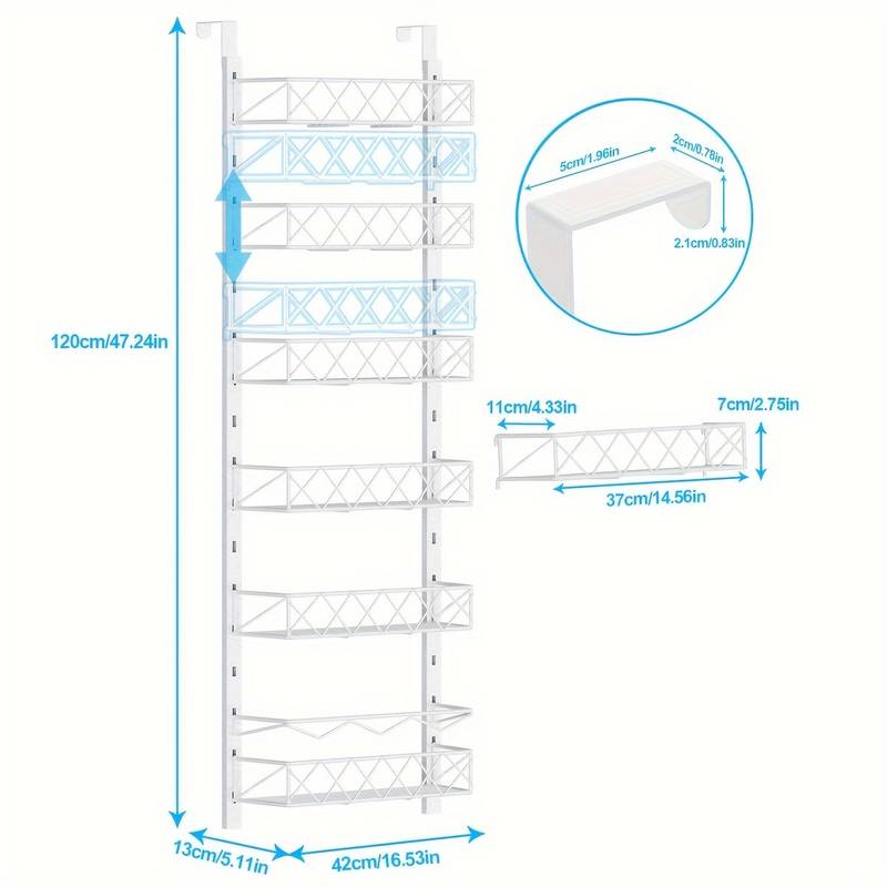 CARLA HOME 6 Tier Adjustable Baskets Over Door Pantry Organiser for Home Kitchen-1978962250328838150