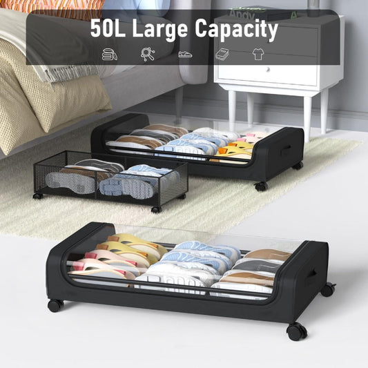 CARLA HOME XXL Under Bed Rolling Storage Containers with 50L Large Capacity and Wheels-1978962250496610305