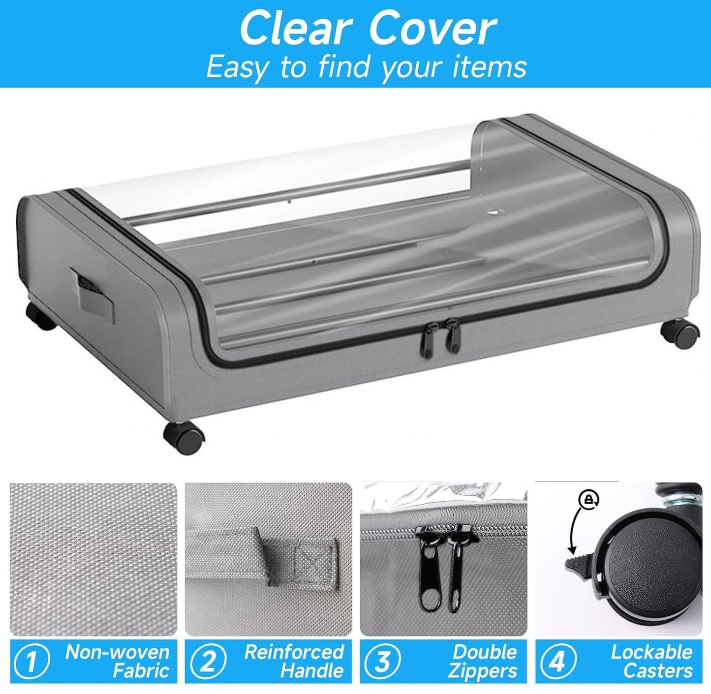 CARLA HOME XXL Under Bed Rolling Storage Containers with 50L Large Capacity and Wheels-1978962250685353988