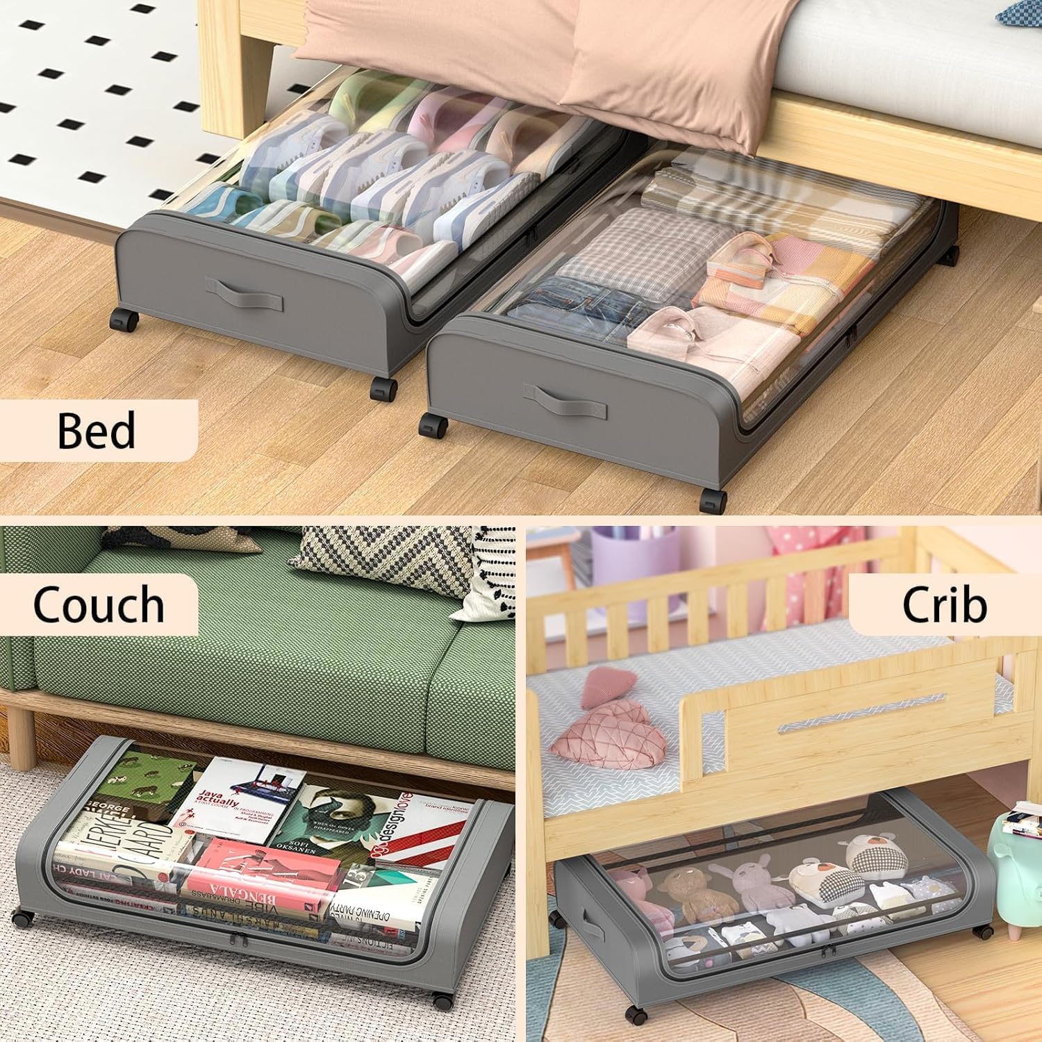 CARLA HOME XXL Under Bed Rolling Storage Containers with 50L Large Capacity and Wheels-1978962250685353990