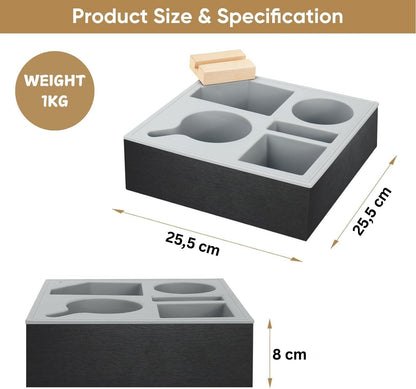 CARLA HOME Wooden Couch Cup Holder Tray with Soft Silicone & Rotatable Phone Holder for Storaging Drinks & Snacks-1978962250844737543