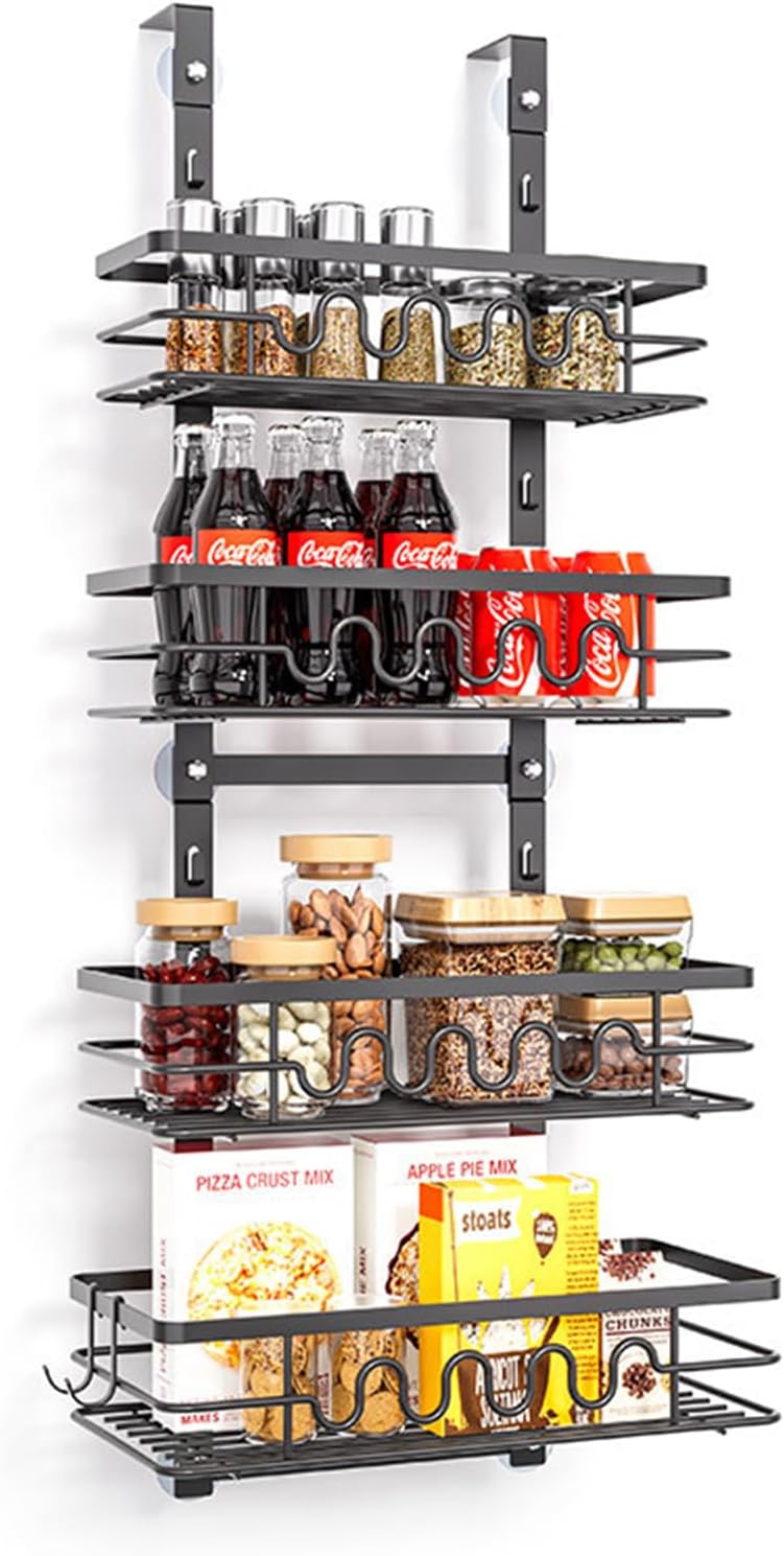 CARLA HOME 4 Tier Adjustable Baskets Over Door Pantry Organiser for Home Kitchen-1978962251012509696