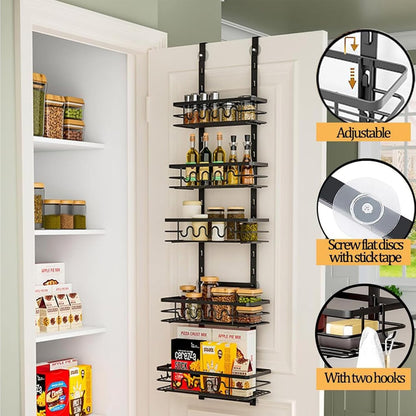 CARLA HOME 4 Tier Adjustable Baskets Over Door Pantry Organiser for Home Kitchen-1978962251012509697