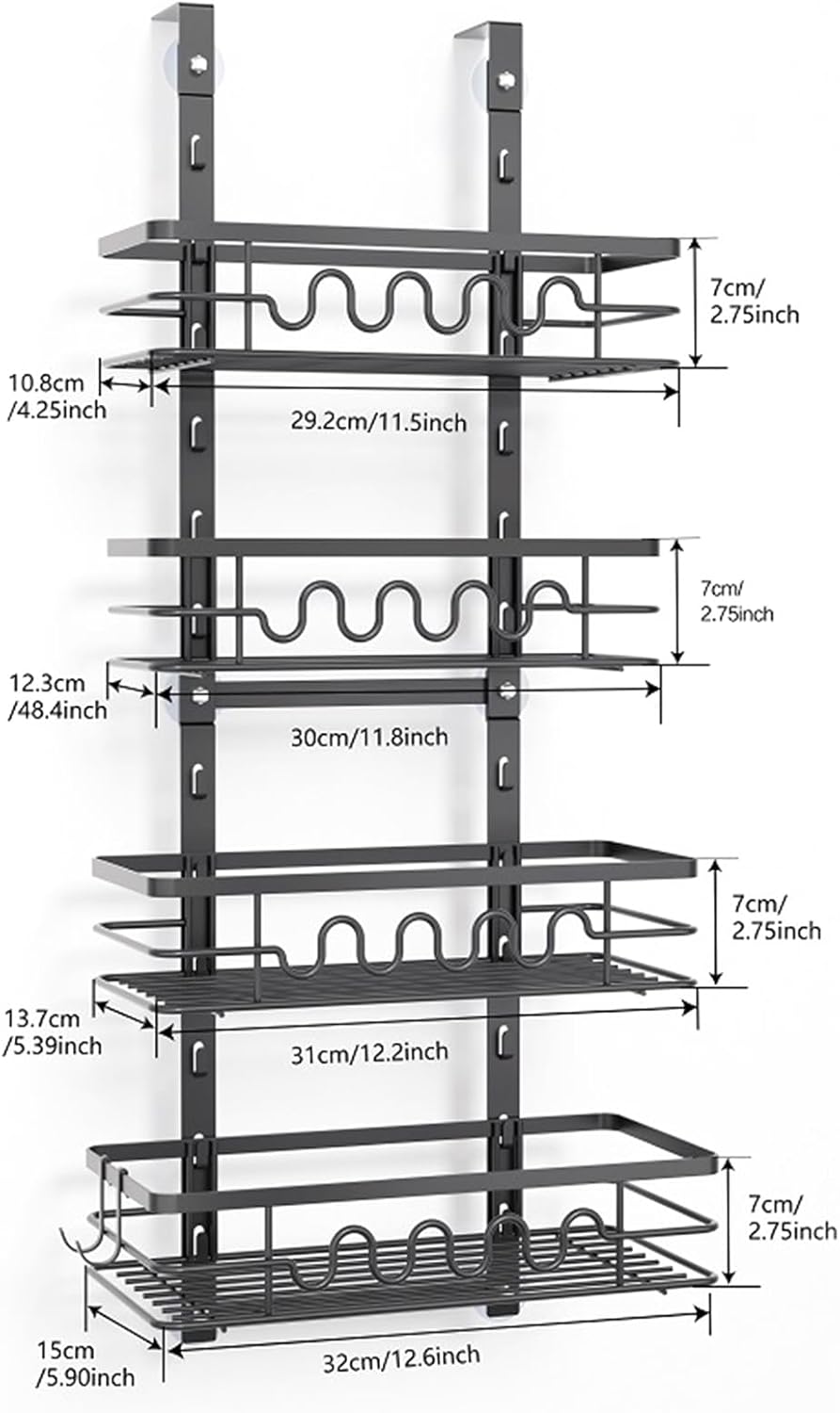 CARLA HOME 4 Tier Adjustable Baskets Over Door Pantry Organiser for Home Kitchen-1978962251012509703