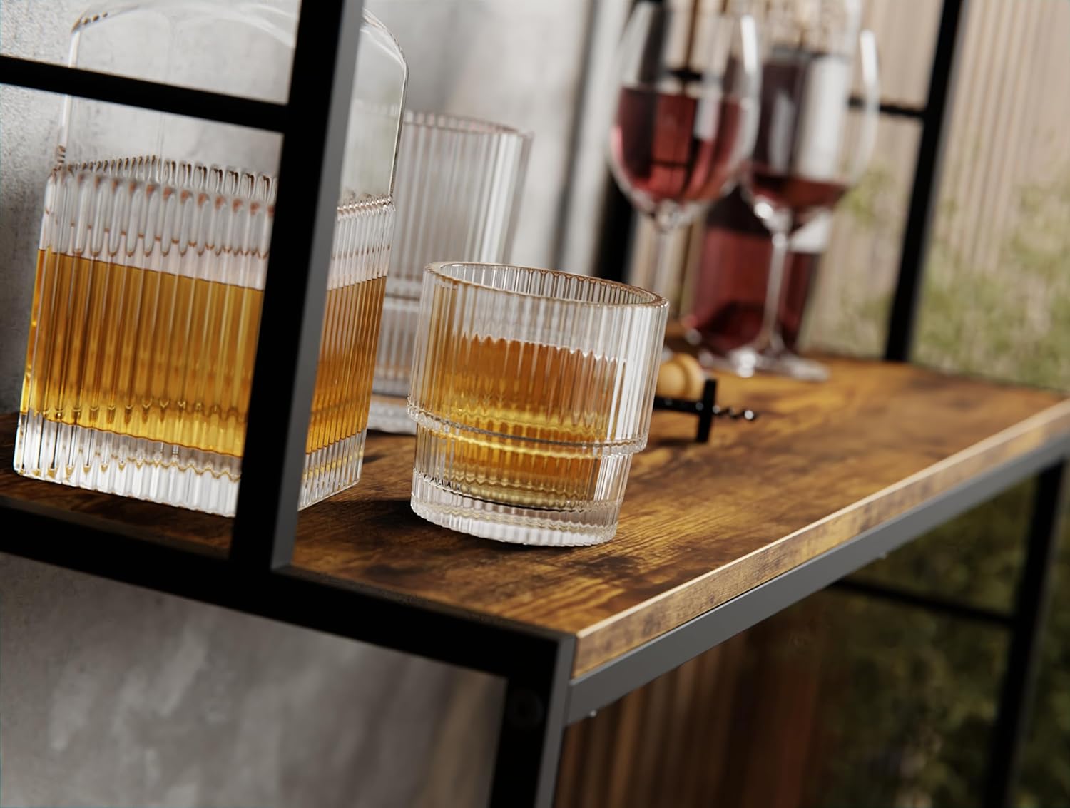 CARLA HOME Large Wine Rack for 20 Bottles with Wood Countertop and Sturdy Metal Frame-1978962252207886339