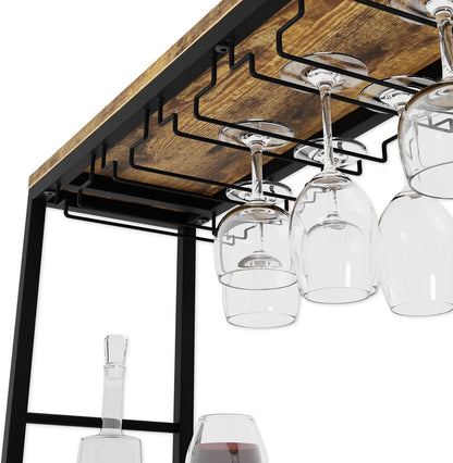CARLA HOME Large Wine Rack for 20 Bottles with Wood Countertop and Sturdy Metal Frame-1978962252207886341