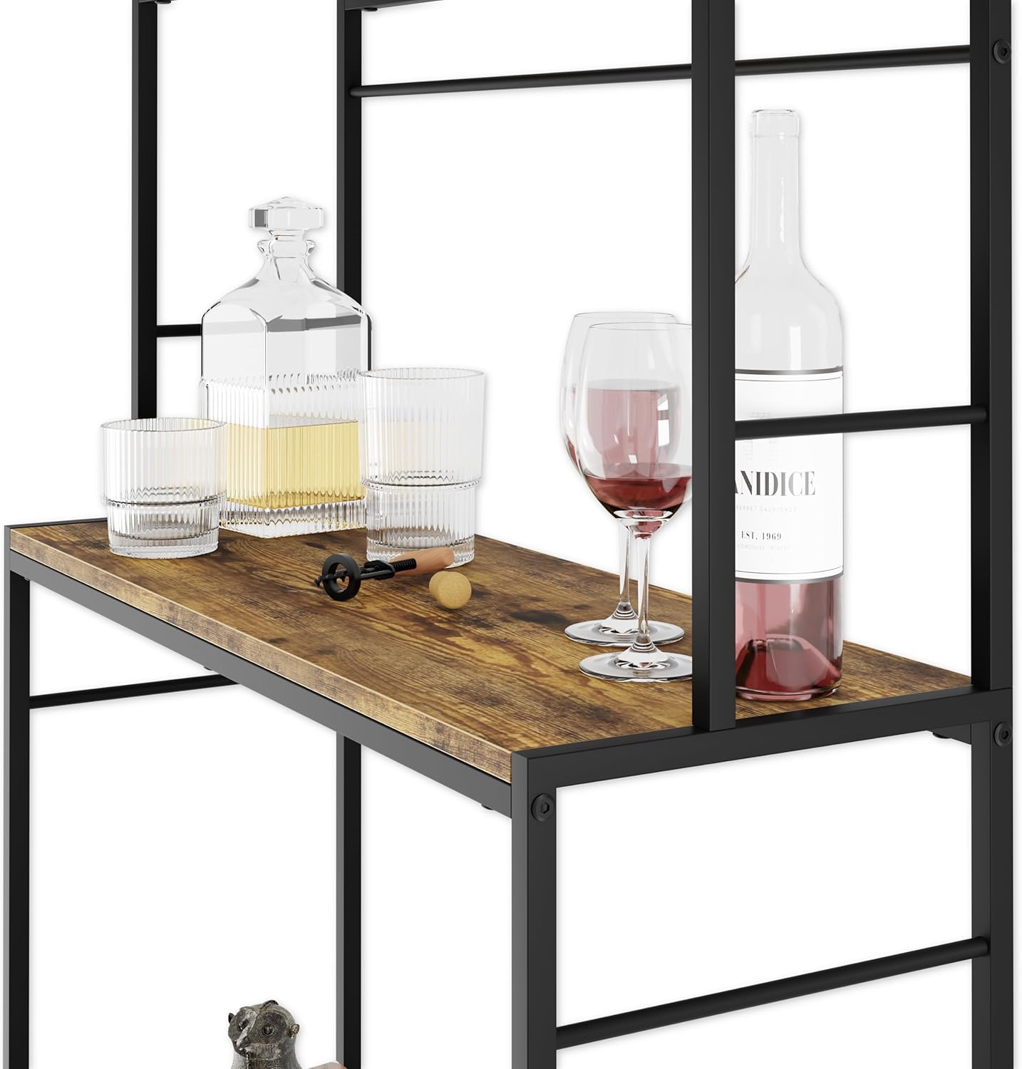 CARLA HOME Large Wine Rack for 20 Bottles with Wood Countertop and Sturdy Metal Frame-1978962252207886342