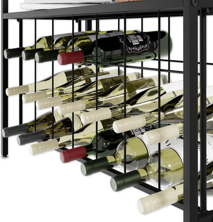 CARLA HOME Large Wine Rack for 20 Bottles with Wood Countertop and Sturdy Metal Frame-1978962252207886343
