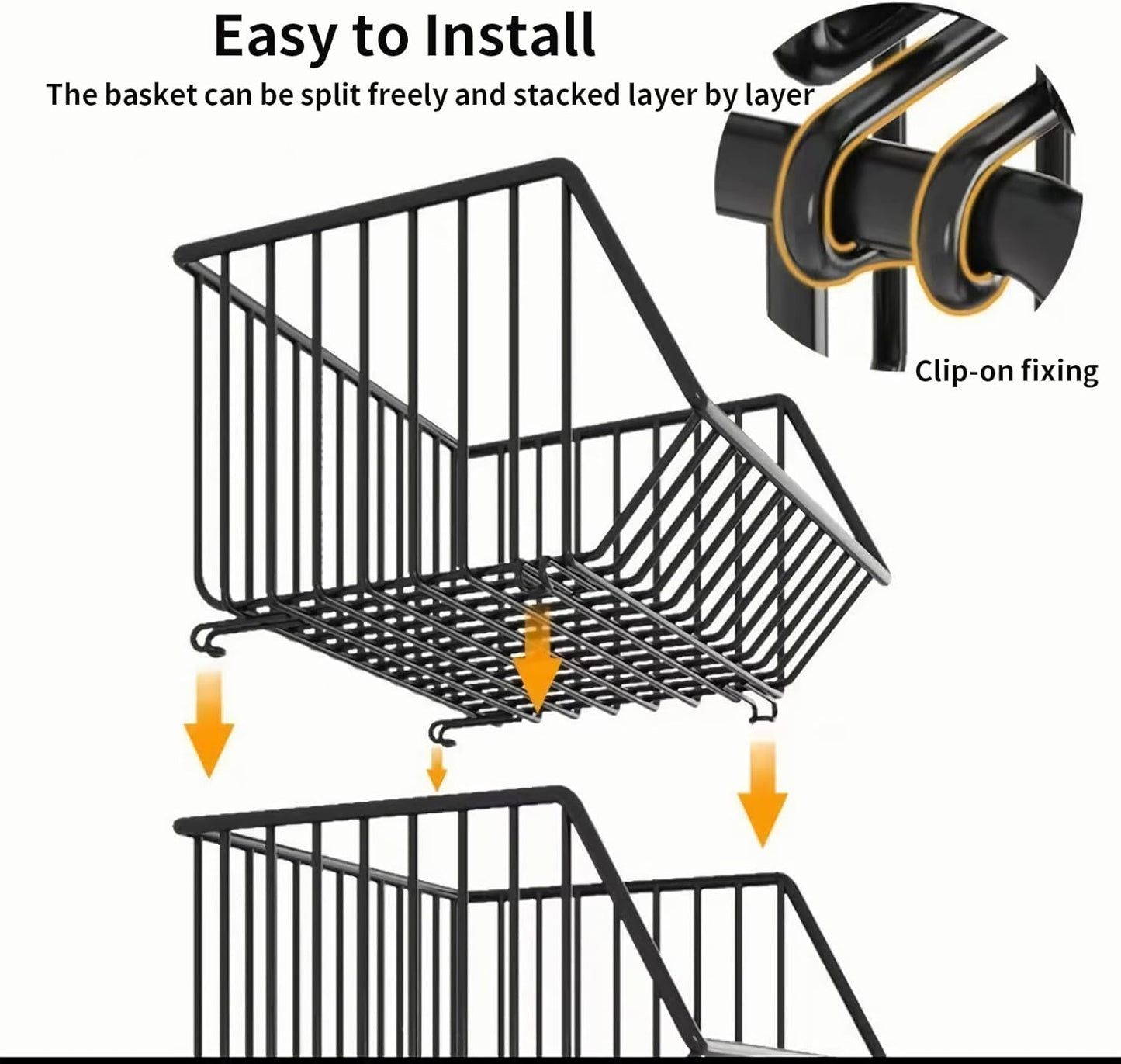 CARLA HOME Metal 5-Tier Rolling Vegetable and Fruit Basket Cart Stand for Kitchen-1978962252740562948