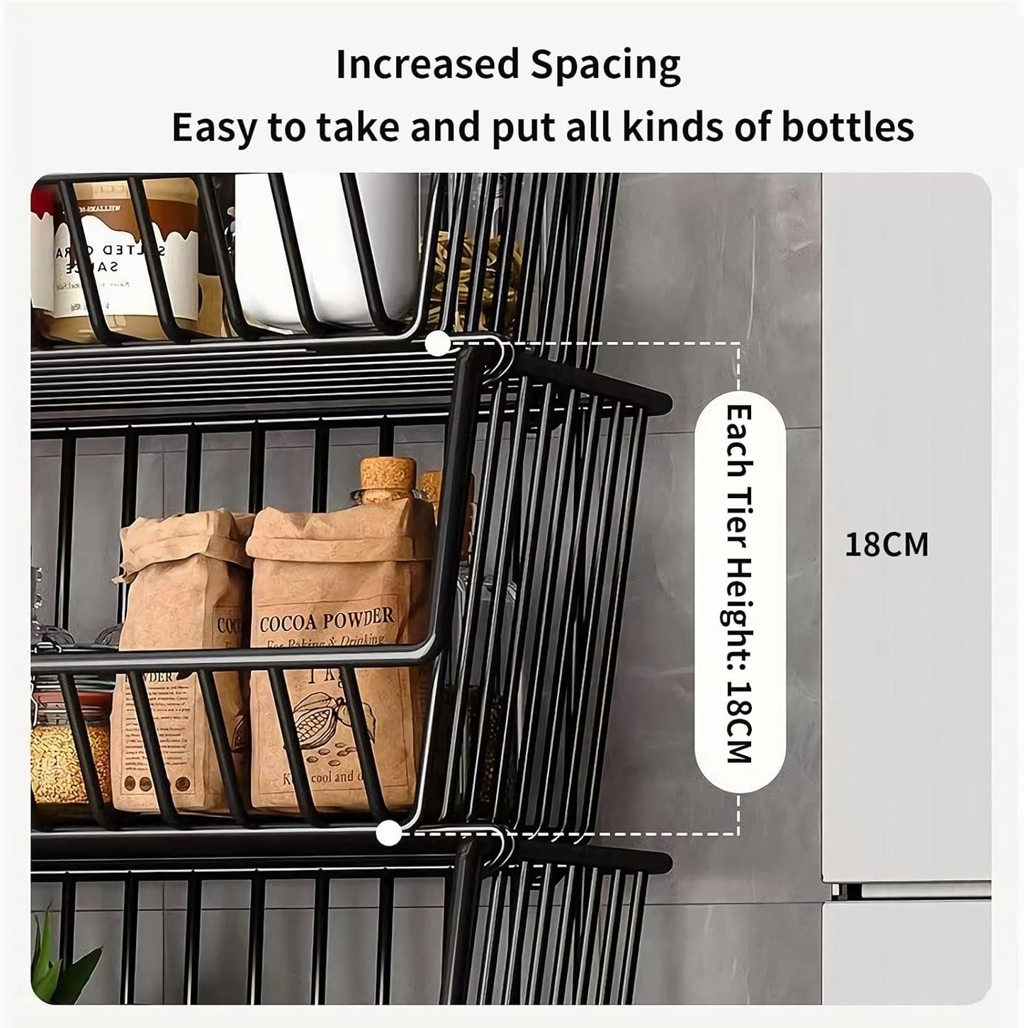 CARLA HOME Metal 5-Tier Rolling Vegetable and Fruit Basket Cart Stand for Kitchen-1978962252740562949