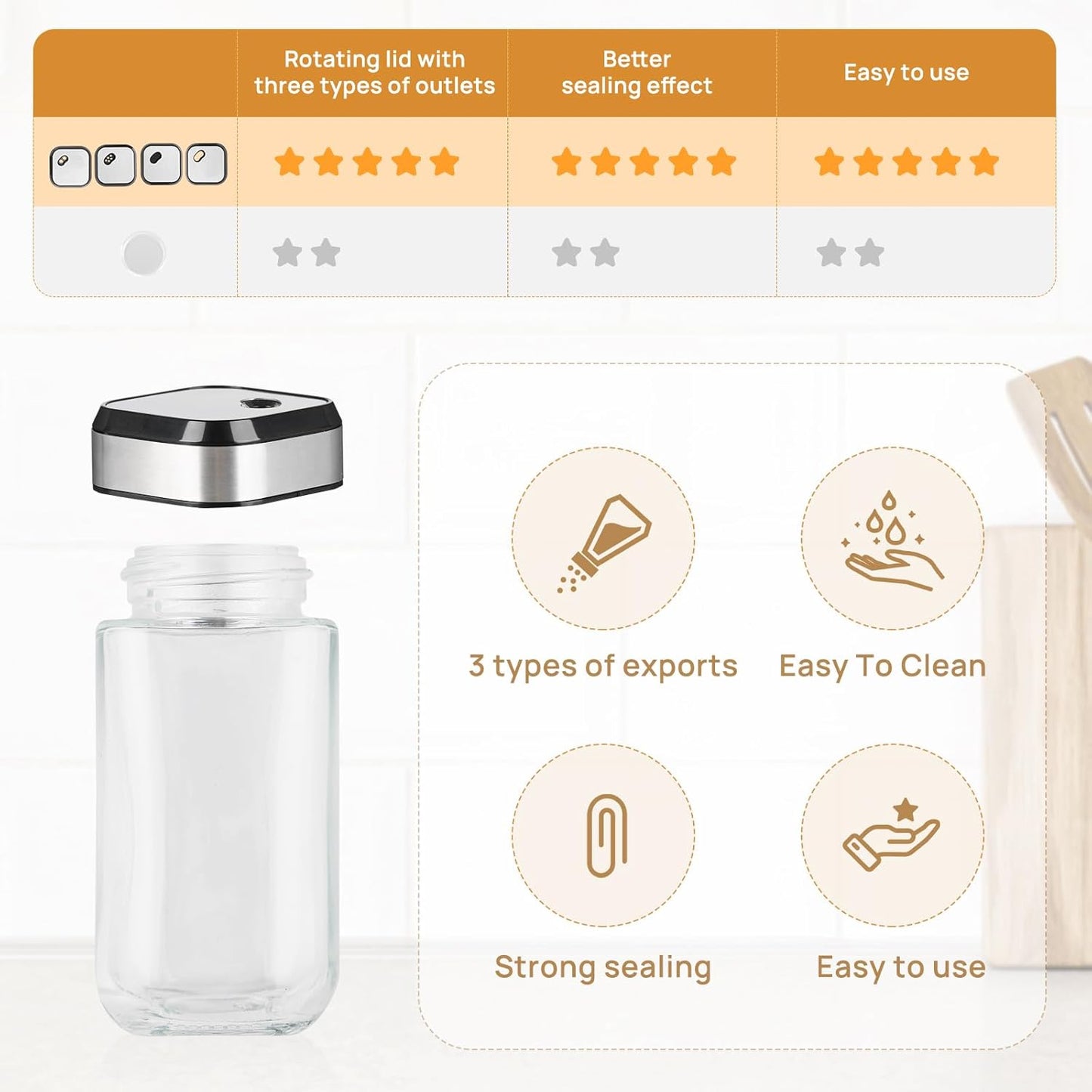 CARLA HOME Rotating Spice Rack Organizer with 20 Glass Jars for Kitchen Countertop-1978962253747195906